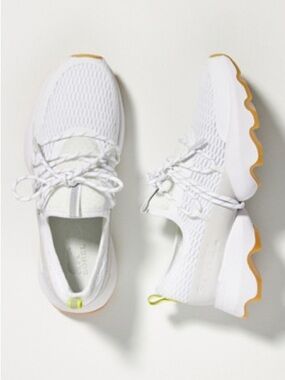 Sorel Women's White Knit Sneakers with Yellow-Gum Accents